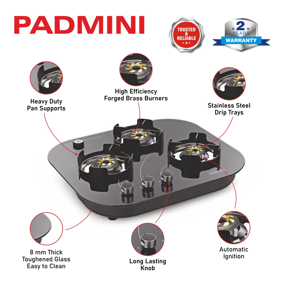 PADMINI Gas Hob 300 GL IB