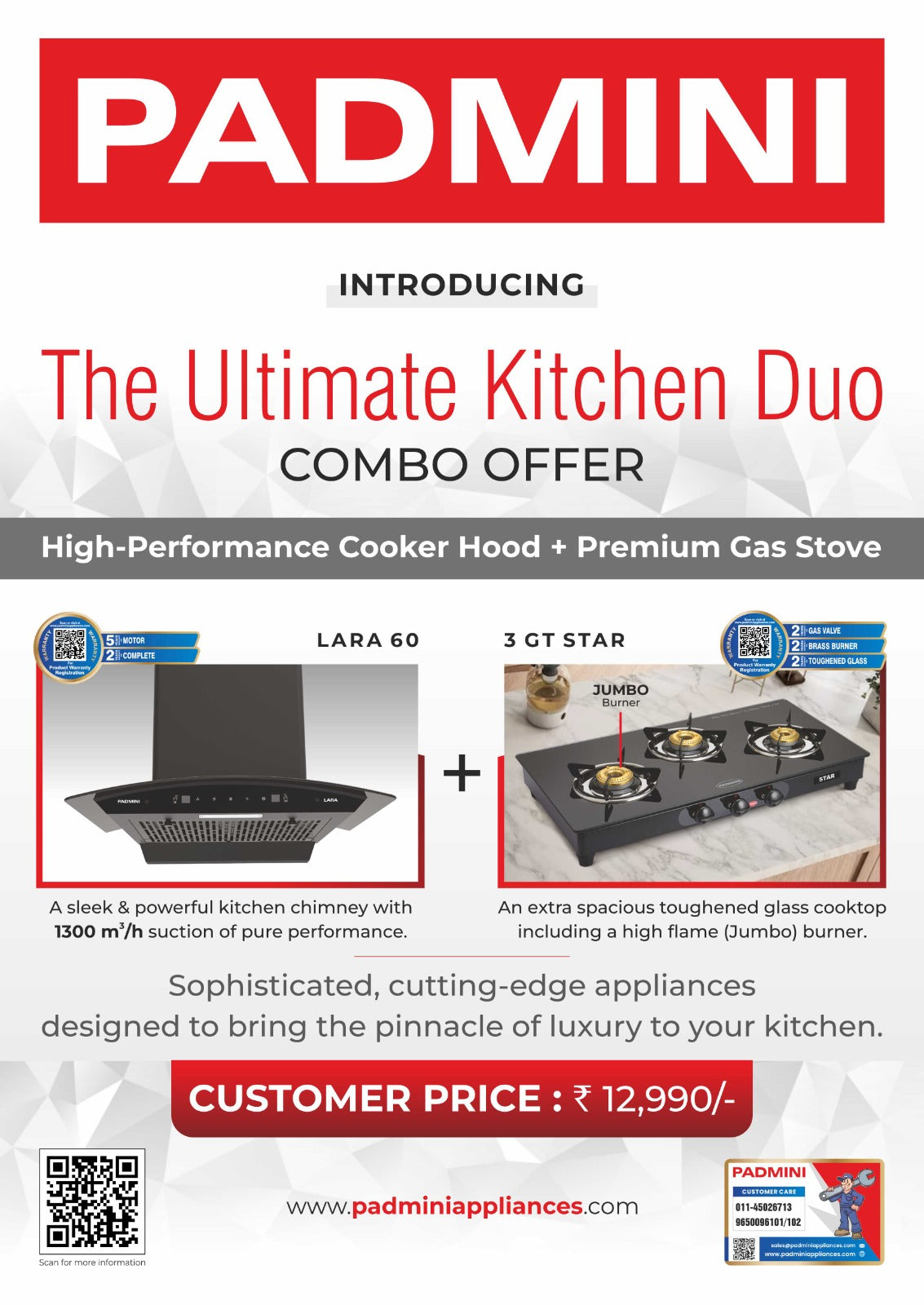 Lara 60 Chimney & 3GT Star Cooktop Combo