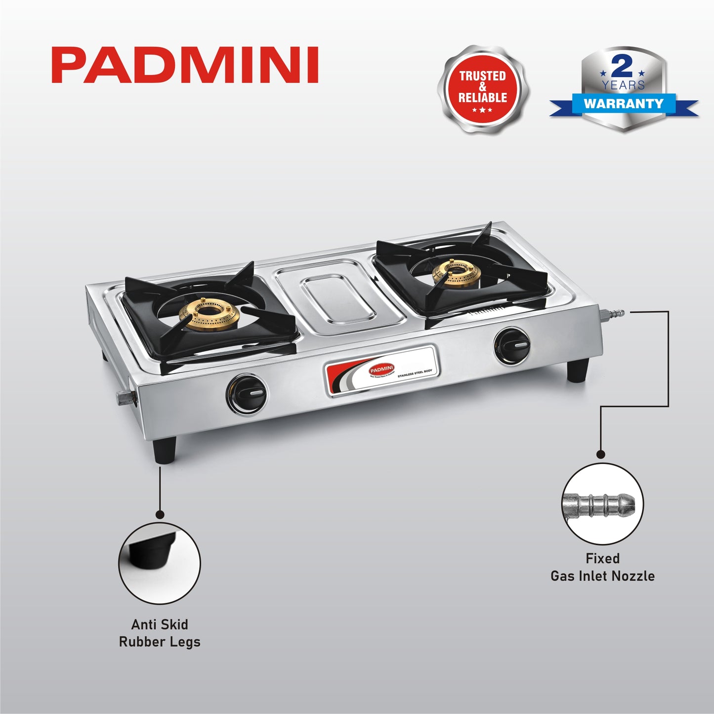 Buy Padmini CS-201 2 Burner Stainless Steel Gas Stove Online At Best Price  On Moglix