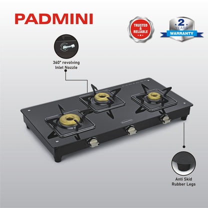 PADMINI 3 Burner Cooktop 3GT Elite - PADMINI APPLIANCES