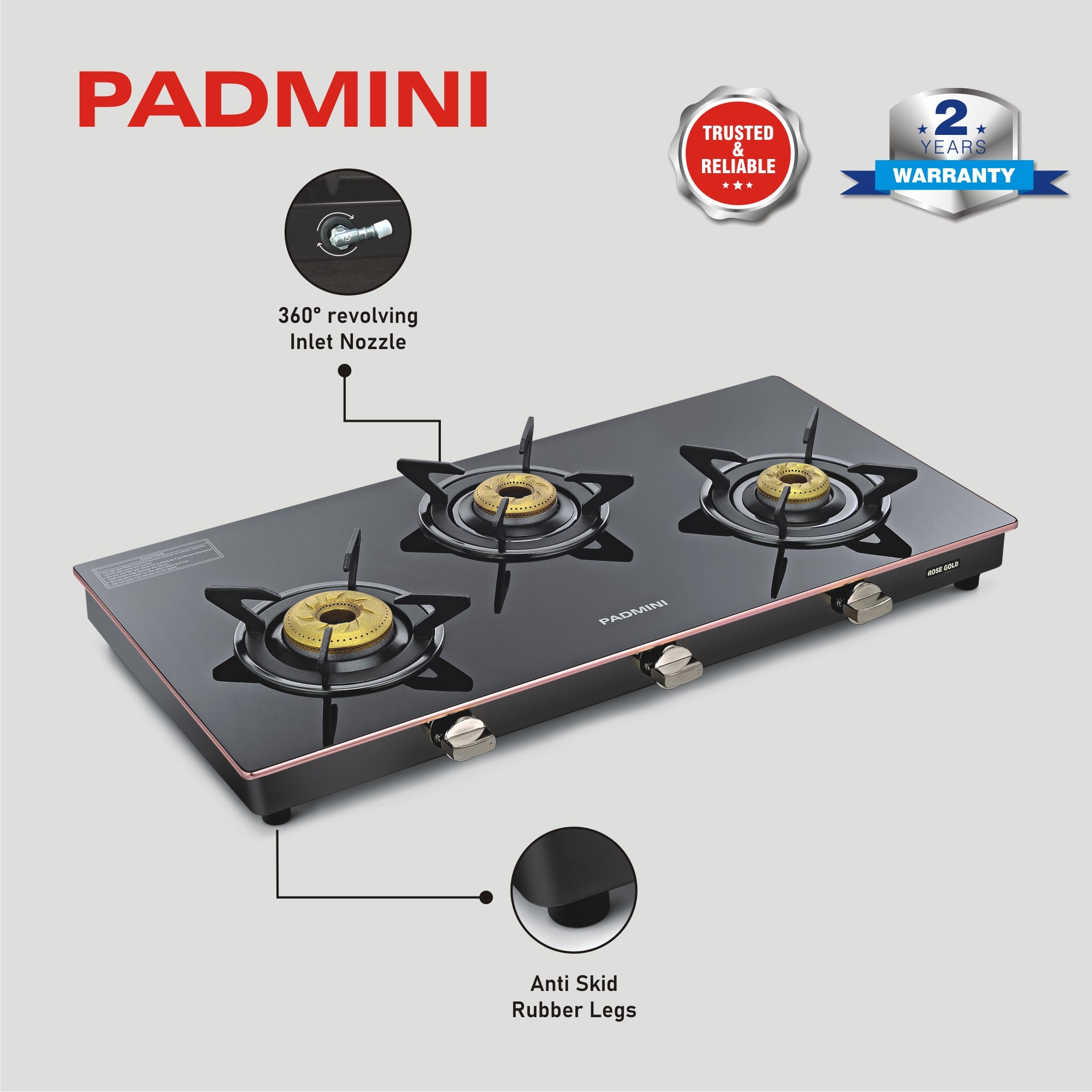 Padmini gas 2025 stove 3 burner